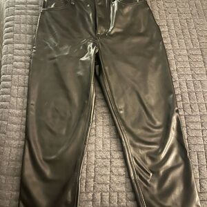 Women’s Black Vegan Leather Pants (Short)